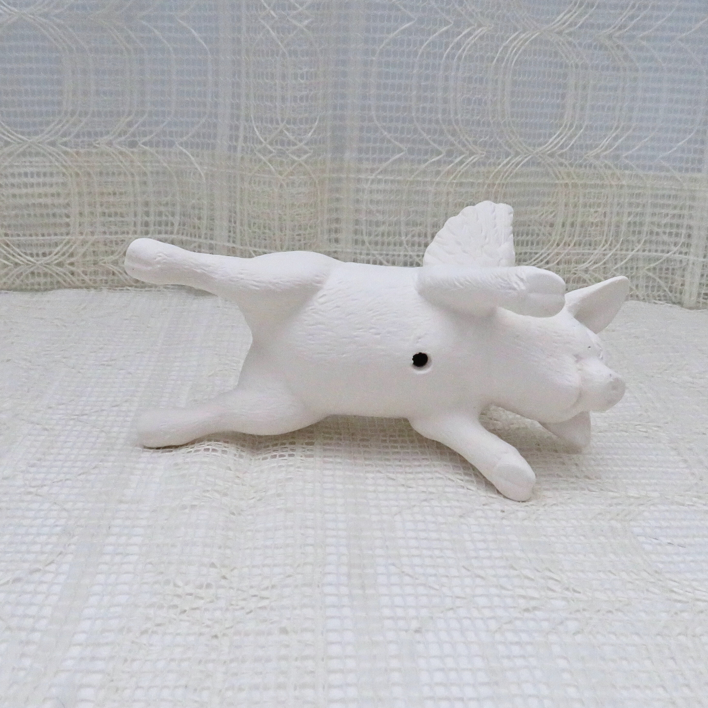Handmade Ceramic Bisque Flying Pig Angel ReadyTo Paint for Pig Lovers