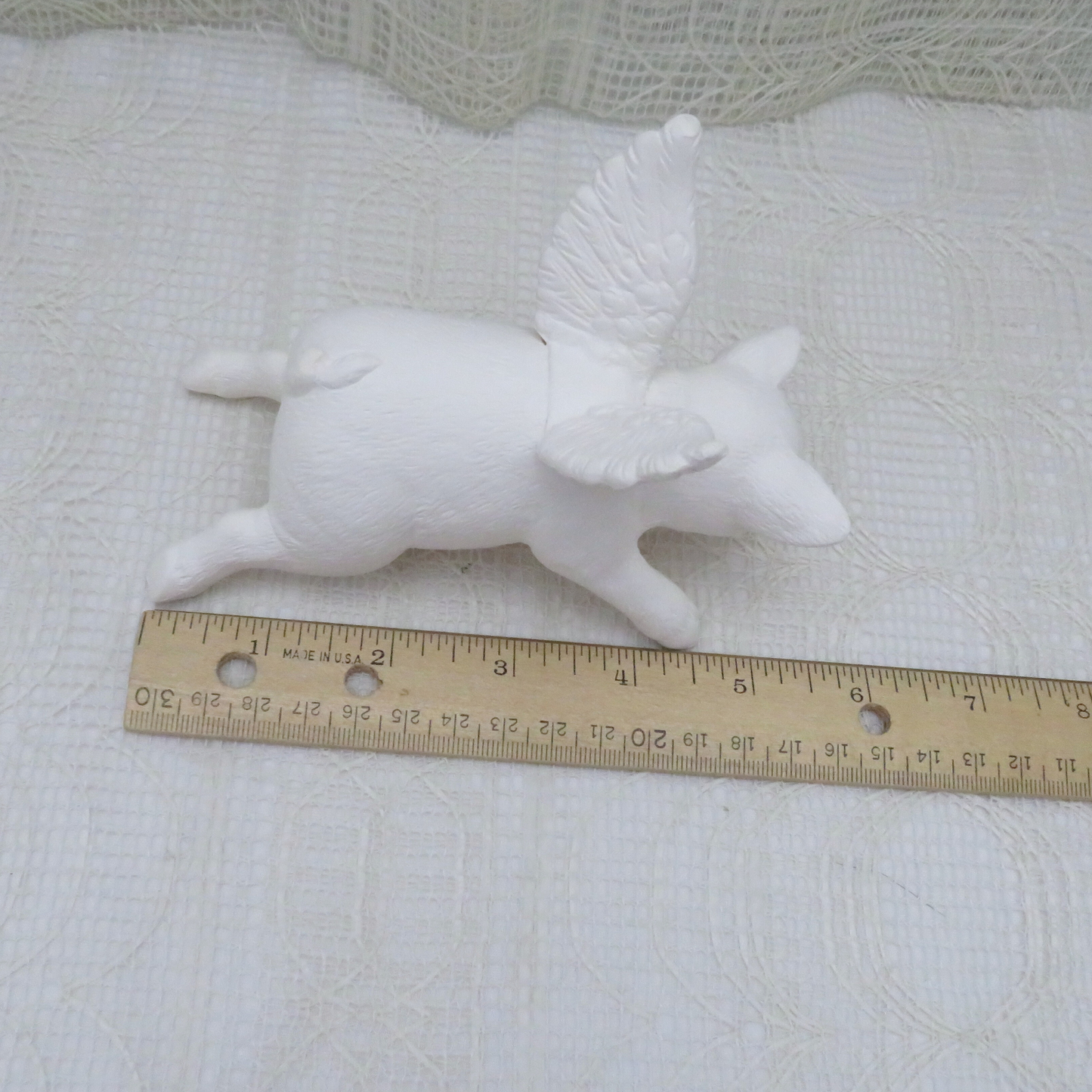 Handmade Ceramic Bisque Flying Pig Angel ReadyTo Paint for Pig Lovers