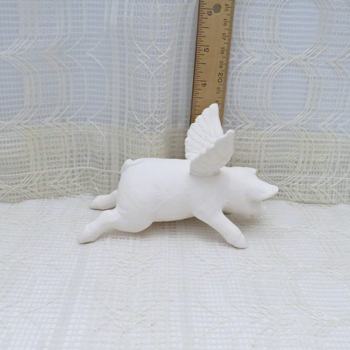 Handmade Ceramic Bisque Flying Pig Angel ReadyTo Paint for Pig Lovers