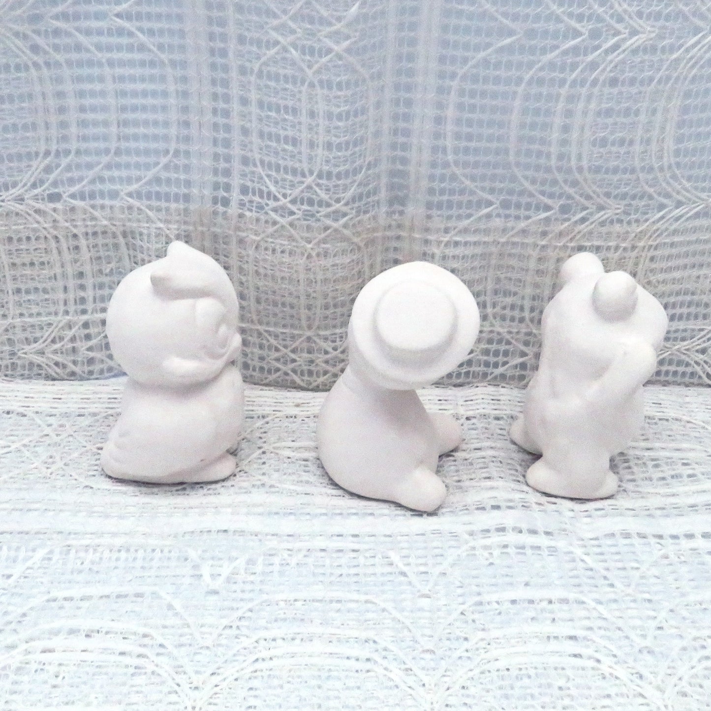 Unpainted Ceramic Owl, Turtle, and Frog Figurines with Paints and Brushes, Ready to Paint Ceramic Craft Set, Handmade Paintable Ceramics, Gift for Kids