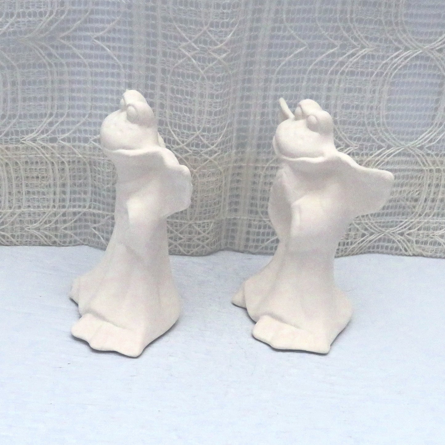 Unpainted Ceramic Bisque Frog Angel Figurines, Ready to Paint Ceramic Frog Figurines