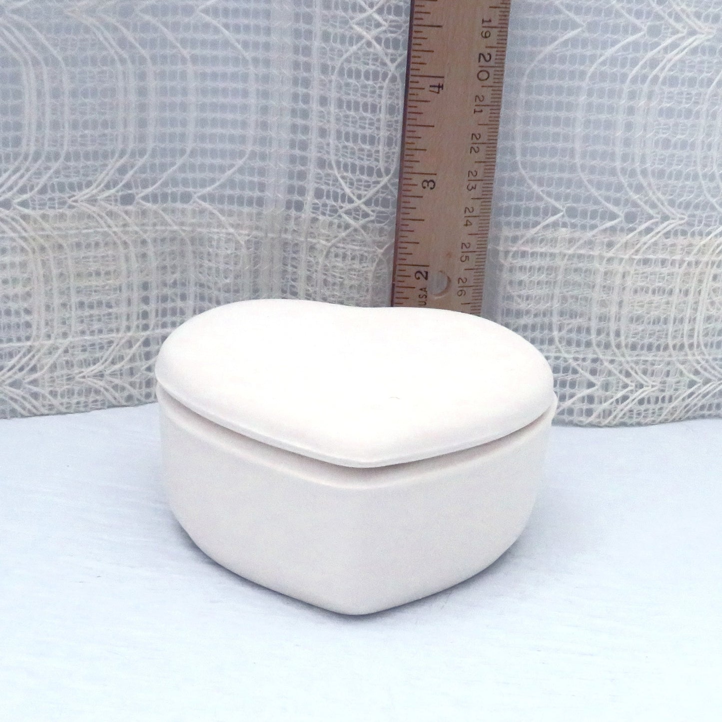 Handmade Ready to Paint Ceramic Heart Trinket Dish with Lid / Ceramic Jewelry Dish to Paint / Do It Yourself Ceramic Lidded Heart Box