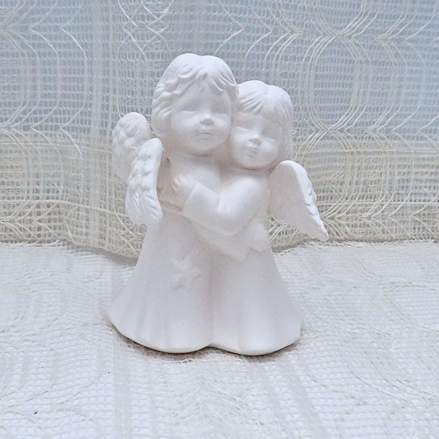 Paintable Bisqueware Hugging Angels for Sisters, Ready to Paint, Handmade Ceramics to Paint, Angel Decor, Angel Lover Gift