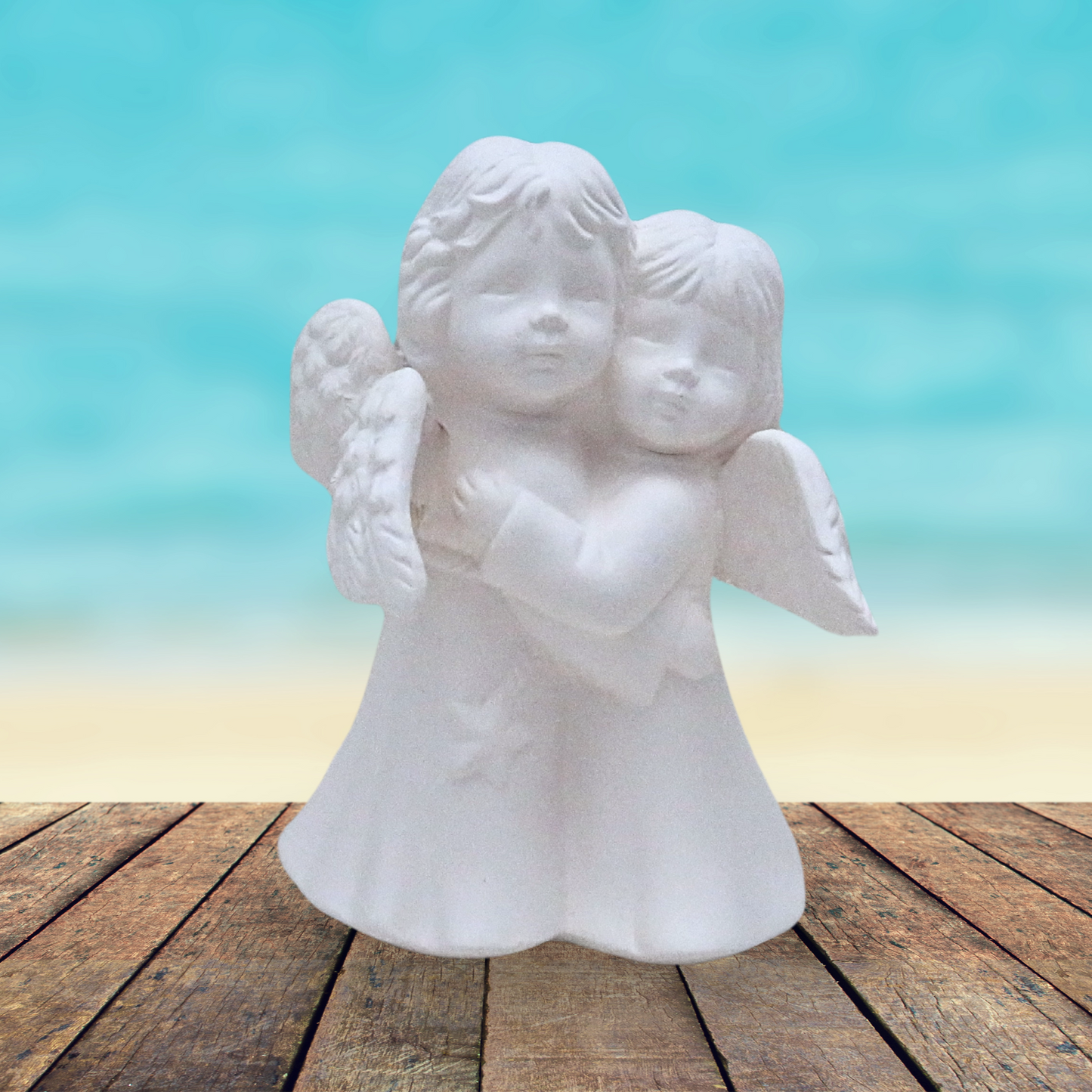 Paintable Bisqueware Hugging Angels for Sisters, Ready to Paint, Handmade Ceramics to Paint, Angel Decor, Angel Lover Gift