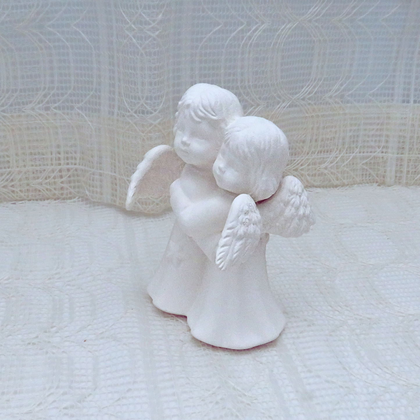 Paintable Bisqueware Hugging Angels for Sisters, Ready to Paint, Handmade Ceramics to Paint, Angel Decor, Angel Lover Gift