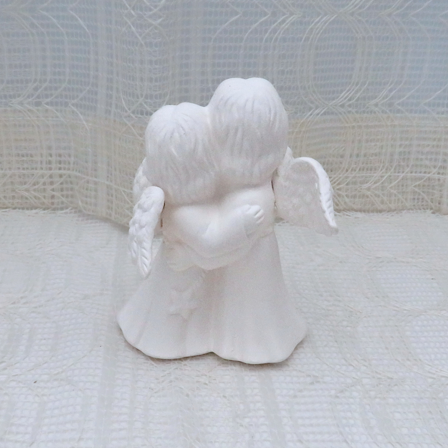 Paintable Bisqueware Hugging Angels for Sisters, Ready to Paint, Handmade Ceramics to Paint, Angel Decor, Angel Lover Gift
