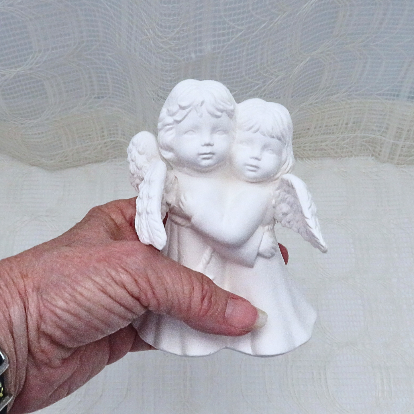 Paintable Bisqueware Hugging Angels for Sisters, Ready to Paint, Handmade Ceramics to Paint, Angel Decor, Angel Lover Gift