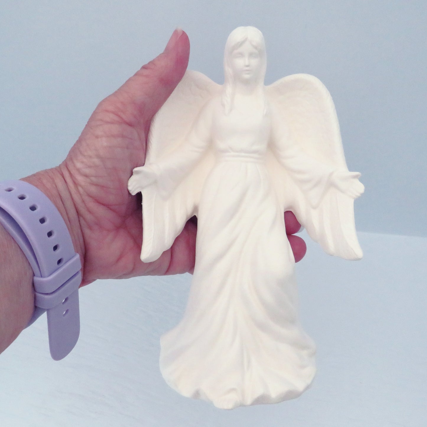 Ready to Paint Standing Ceramic Angel with Arms Outstretched, Angel Gift, Paintable Ceramics,