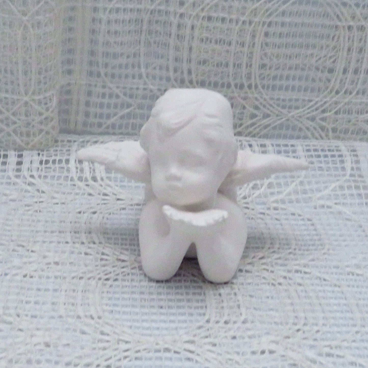 Paintable Ceramic Cherub Figurine, Handmade Ready to Paint Ceramic Angel Statue