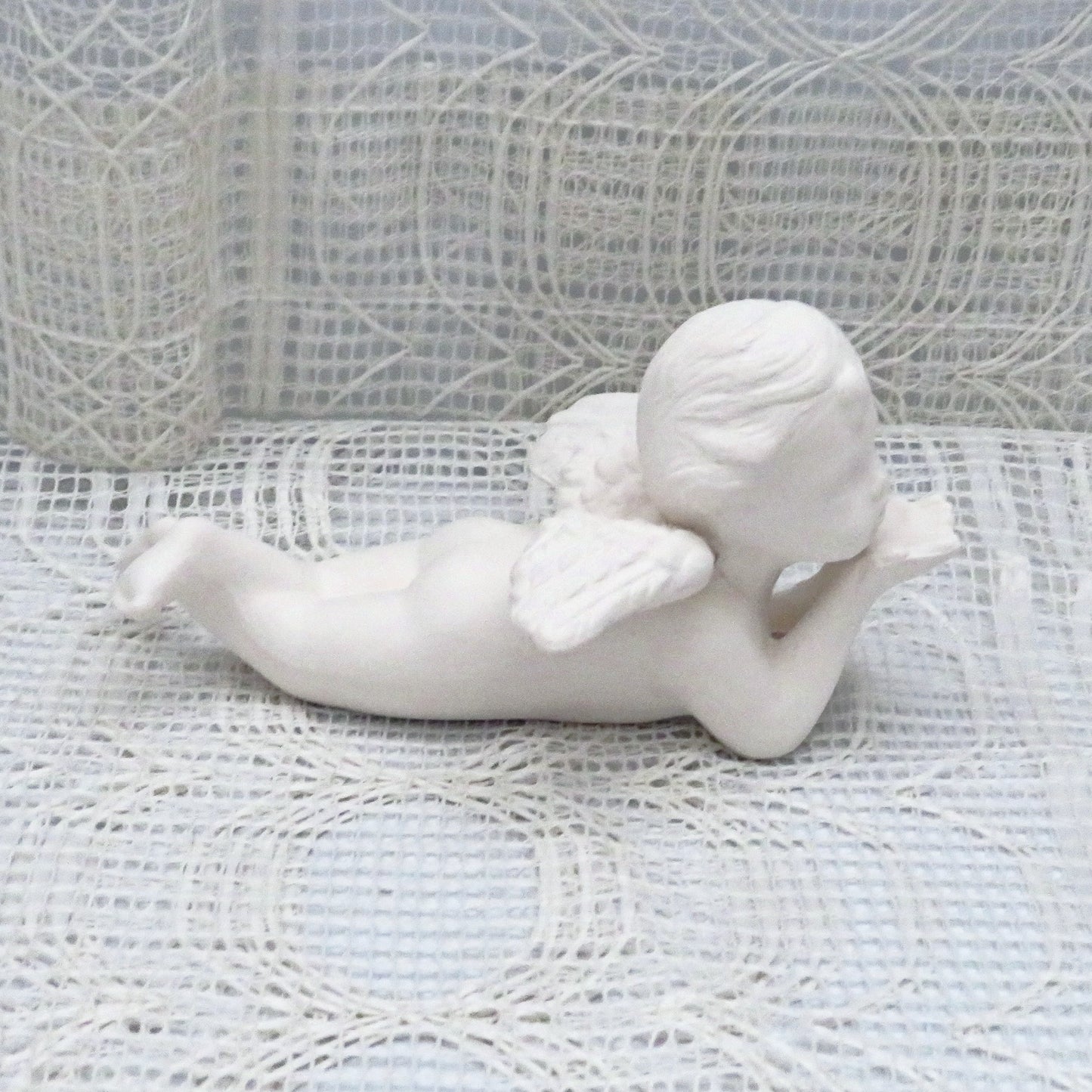 Paintable Ceramic Cherub Figurine, Handmade Ready to Paint Ceramic Angel Statue