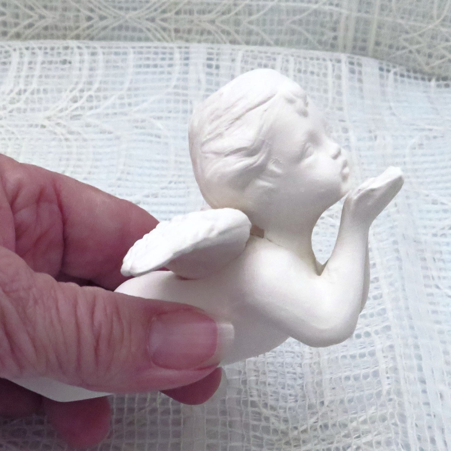 Paintable Ceramic Cherub Figurine, Handmade Ready to Paint Ceramic Angel Statue