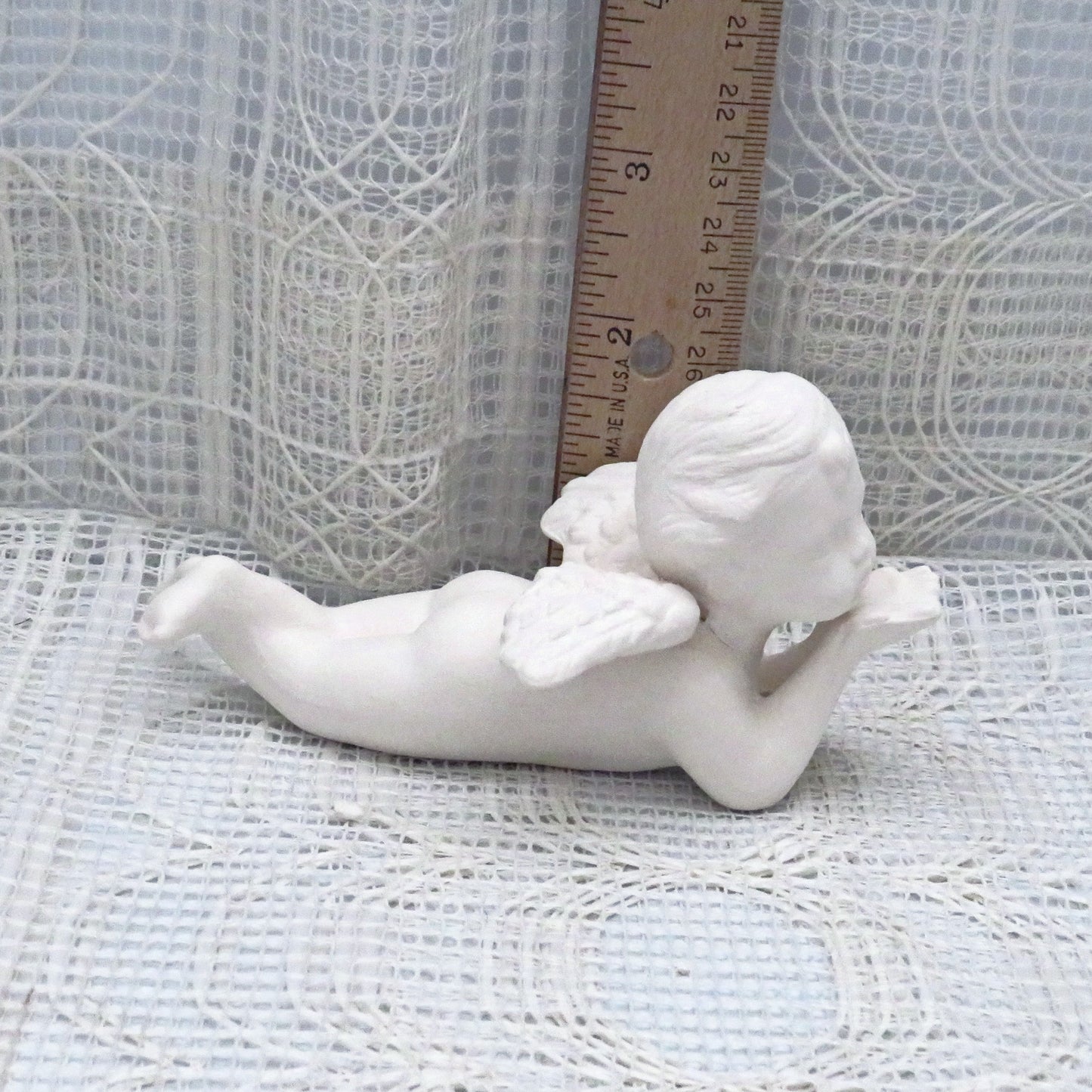 Paintable Ceramic Cherub Figurine, Handmade Ready to Paint Ceramic Angel Statue