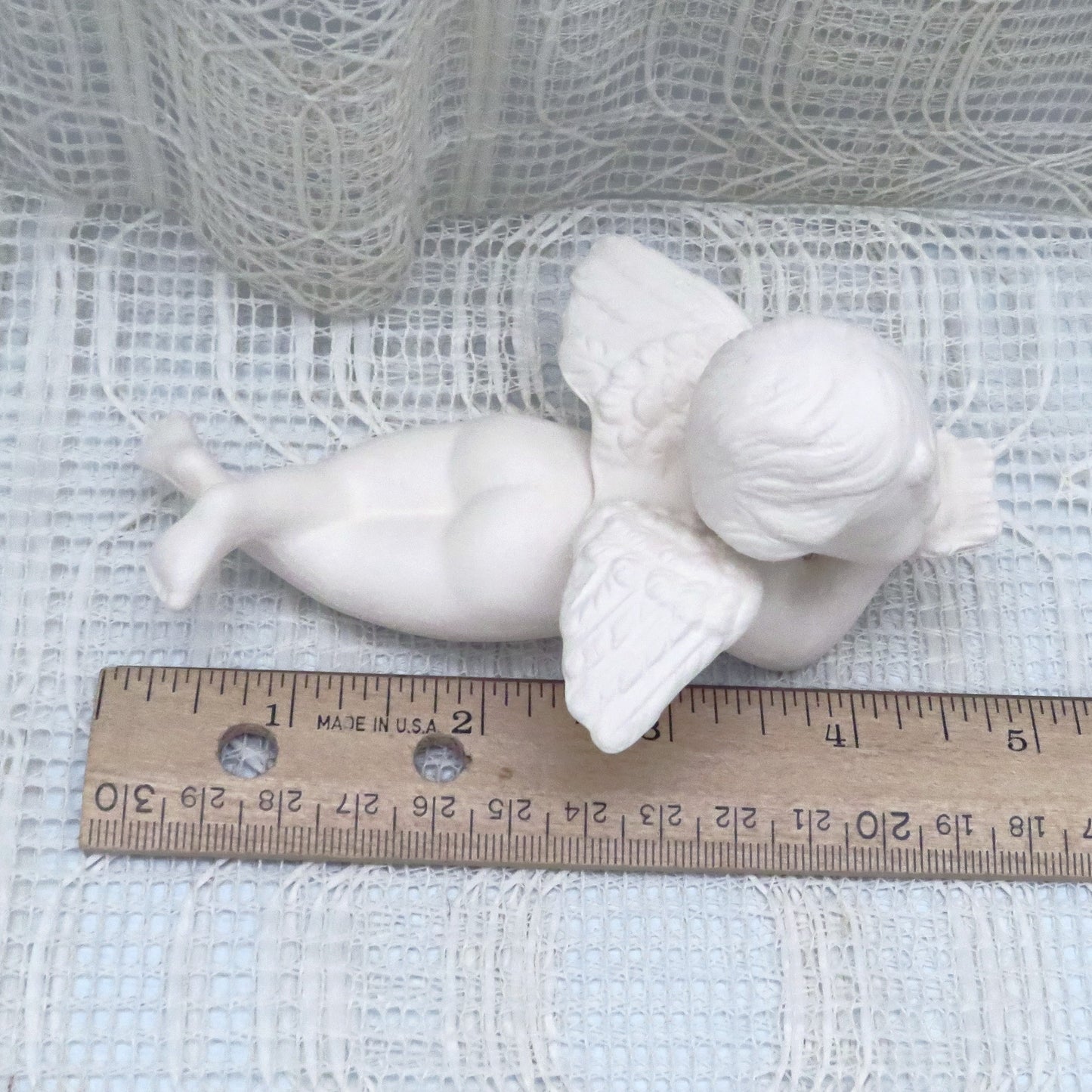 Paintable Ceramic Cherub Figurine, Handmade Ready to Paint Ceramic Angel Statue