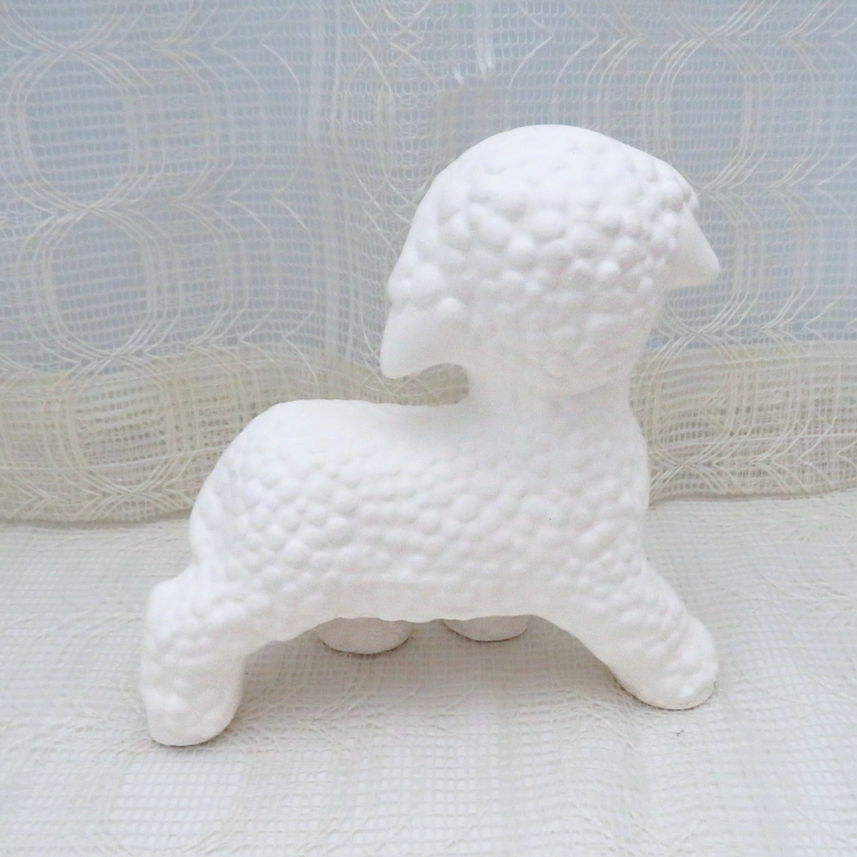 Handmade Ready to Paint Ceramic Lamb Figurine for Family Paint Project, Paintable Ceramic Bisque Lamb Statue
