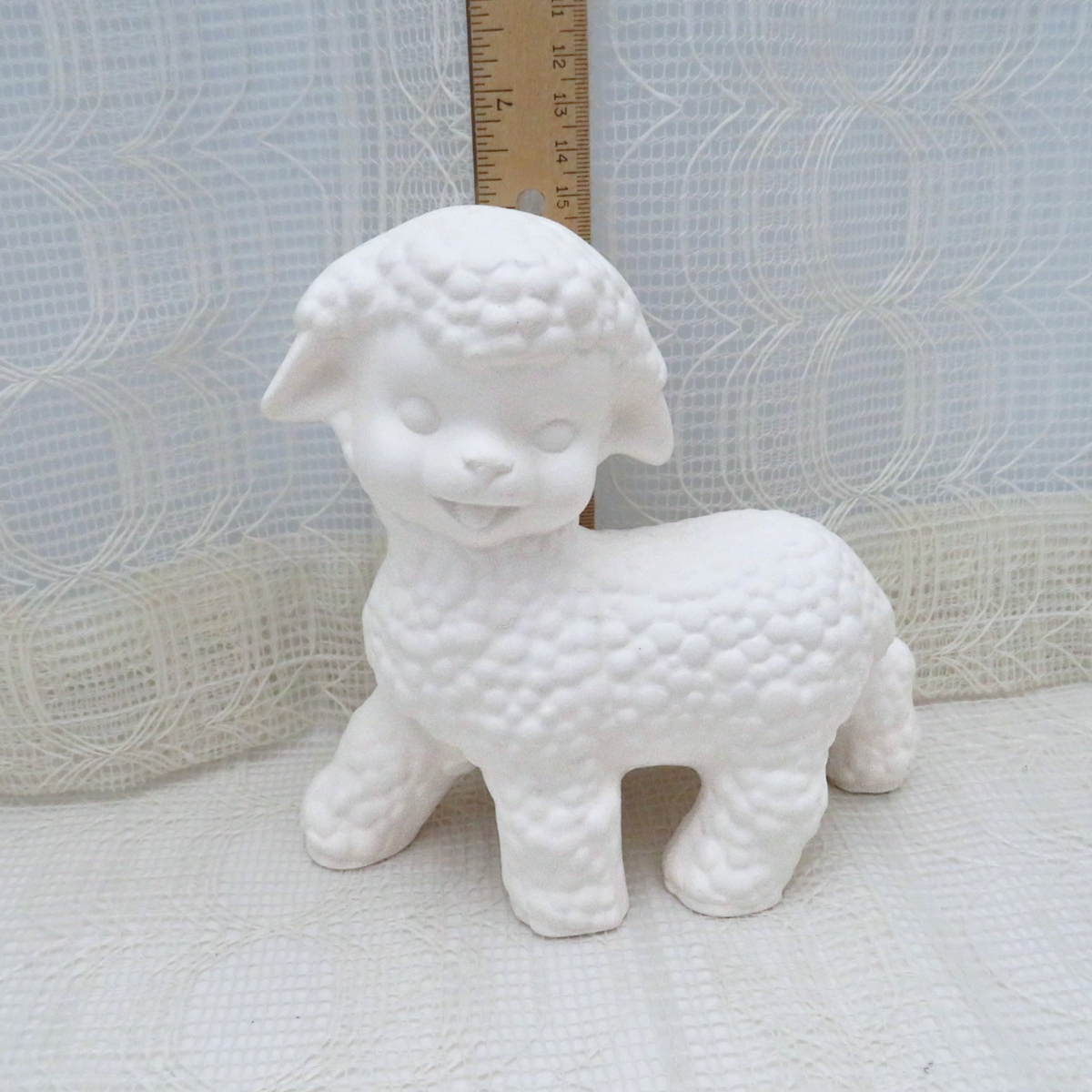 Handmade Ready to Paint Ceramic Lamb Figurine for Family Paint Project, Paintable Ceramic Bisque Lamb Statue