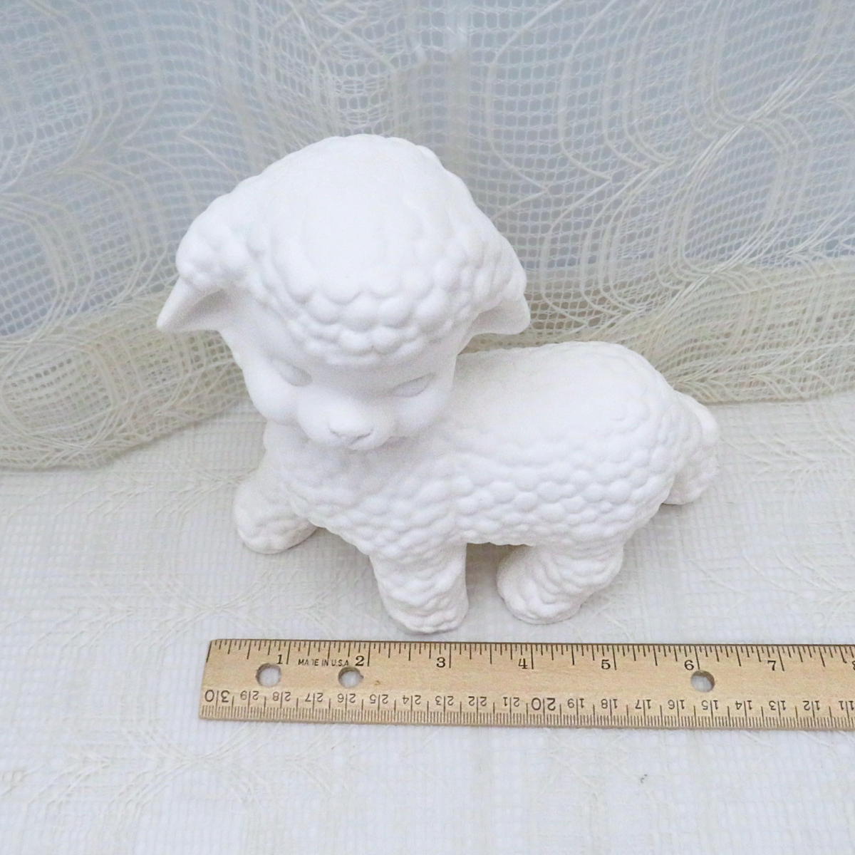 Handmade Ready to Paint Ceramic Lamb Figurine for Family Paint Project, Paintable Ceramic Bisque Lamb Statue