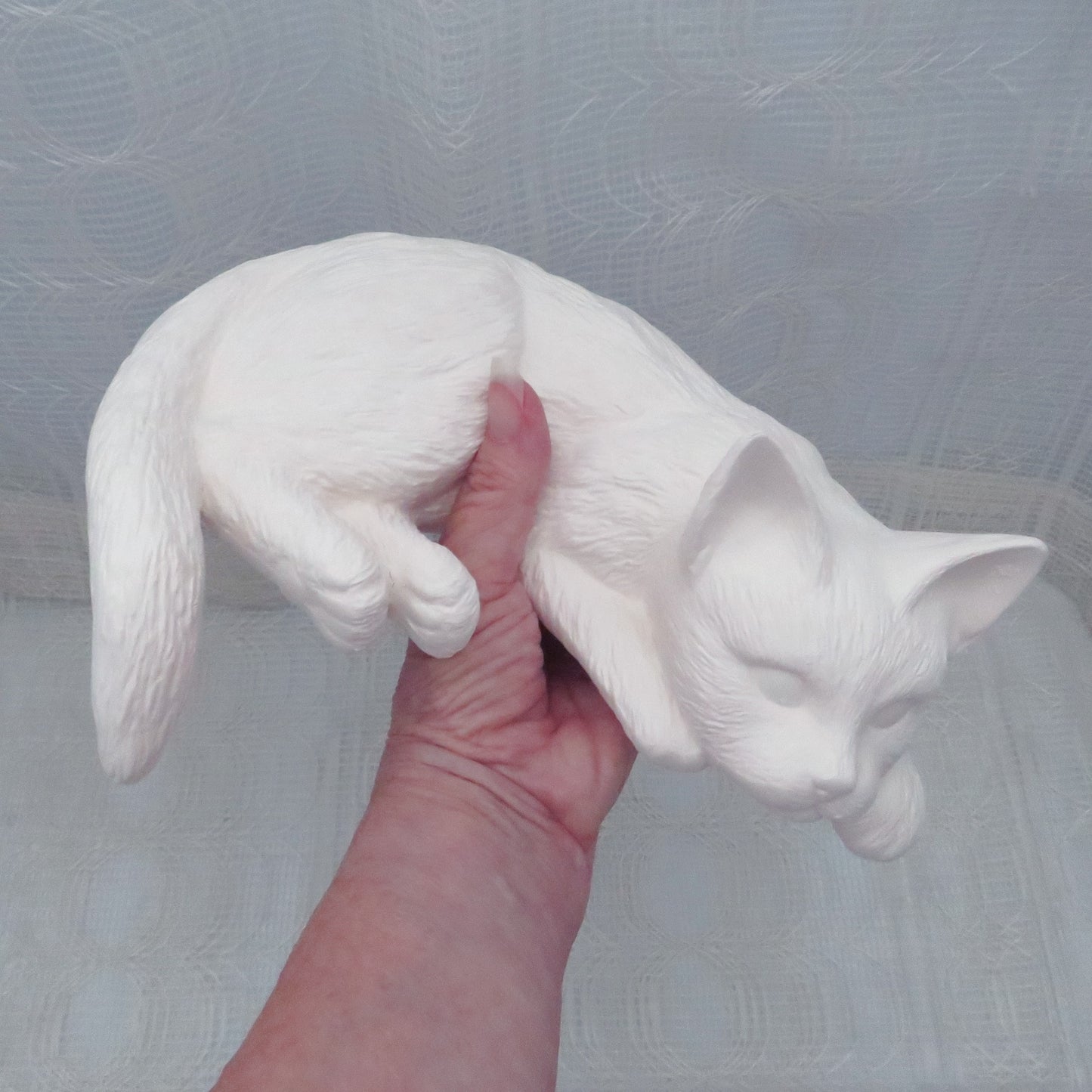 Large Unpainted Ceramic Cat Lying Down, Bisque Cat Figurine, Ready to Paint Resting Cat Statue, Ceramics to Paint, Paintable Ceramic Cat, Cat Lover Gift