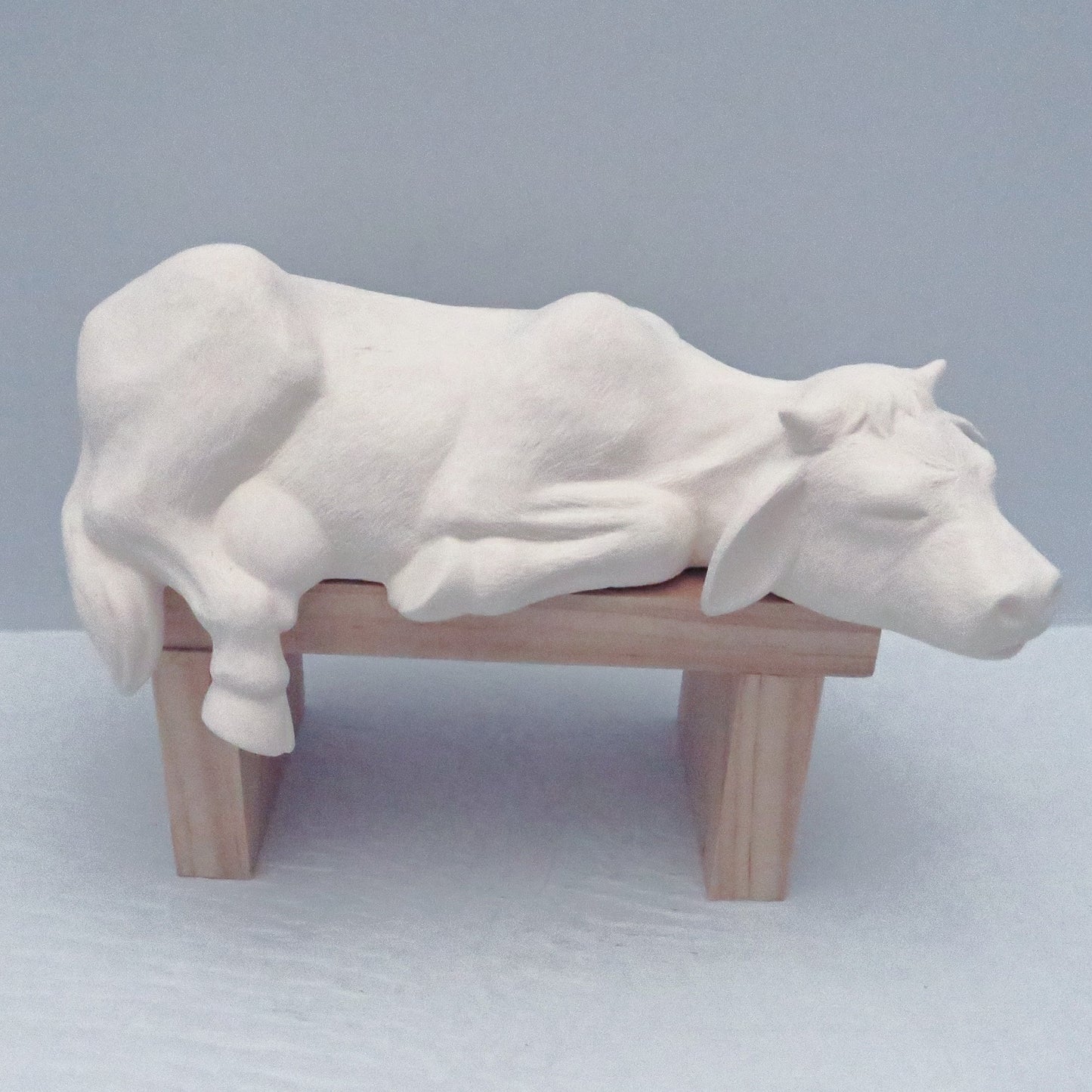 Large Handmade Ready to Paint Ceramic Sleepy Shelf Cow Figurine / Ceramic Cow to Paint / Cow Lover Gift / Cow Decor / Unpainted Bisqueware