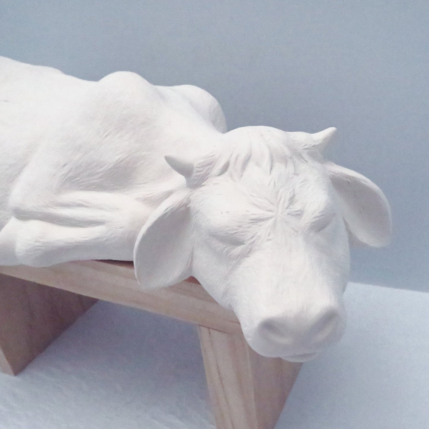 Large Handmade Ready to Paint Ceramic Sleepy Shelf Cow Figurine / Ceramic Cow to Paint / Cow Lover Gift / Cow Decor / Unpainted Bisqueware