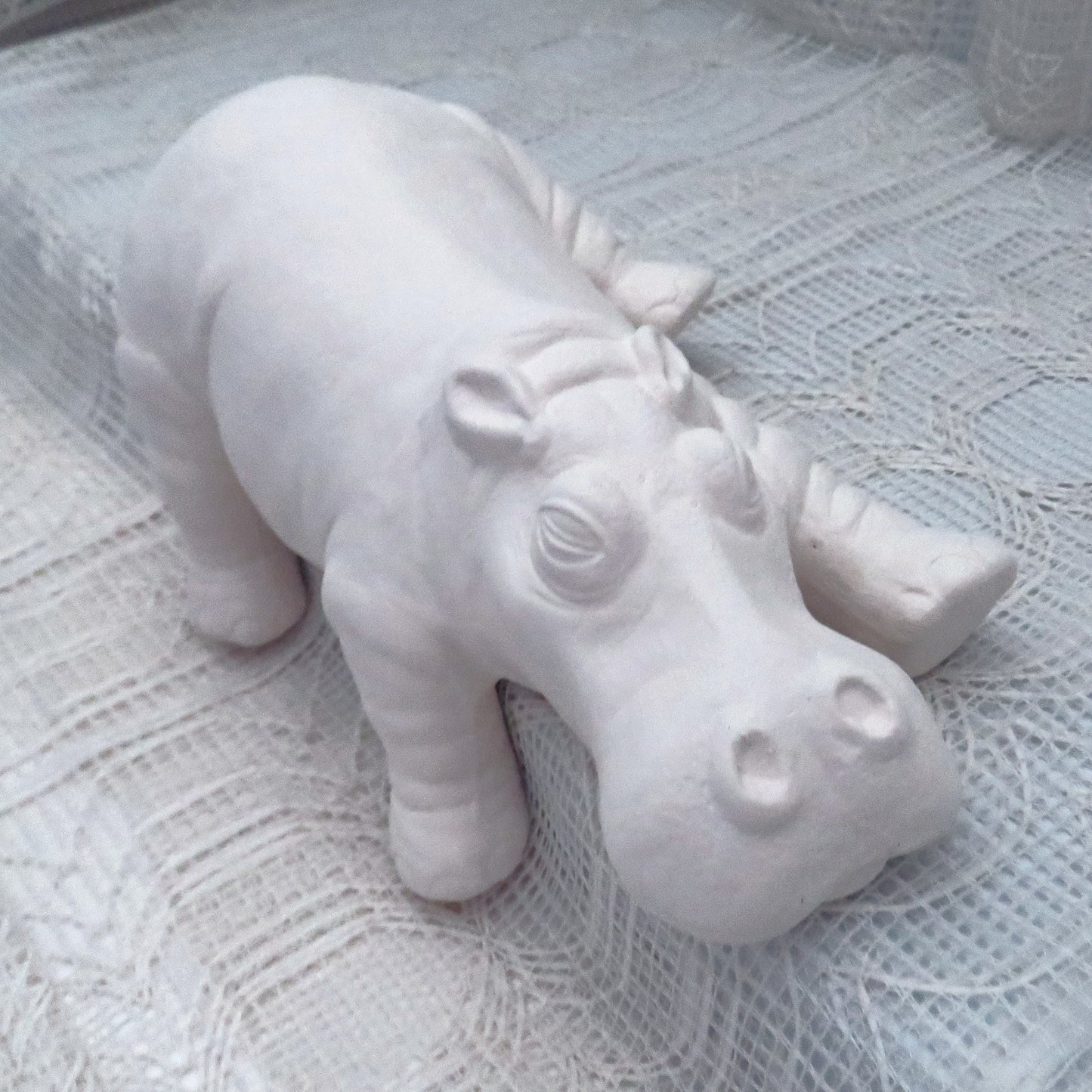 Unpainted Ceramic Hippo Figurine / Bisqueware / Ceramics to Paint / Paintable Ceramics / Hippo Statue / Hippo Decor / Ready to Pain