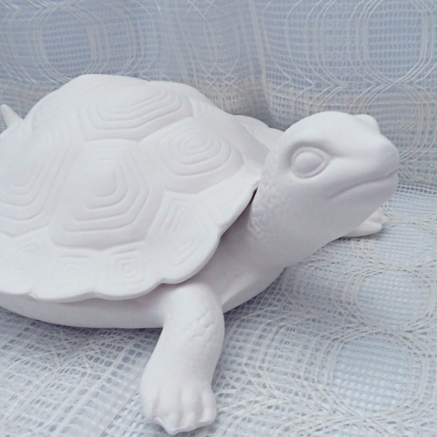 Large Ready to Paint Ceramic Turtle Dish with Lid, Unpainted Ceramic Turtle Figurine