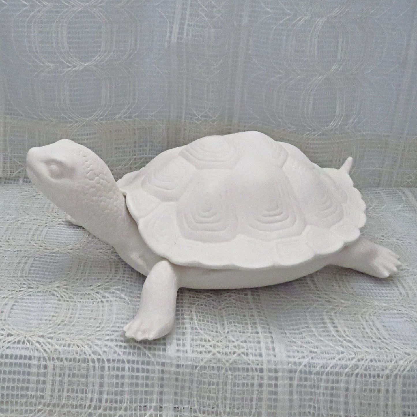 Large Ready to Paint Ceramic Turtle Dish with Lid, Unpainted Ceramic Turtle Figurine