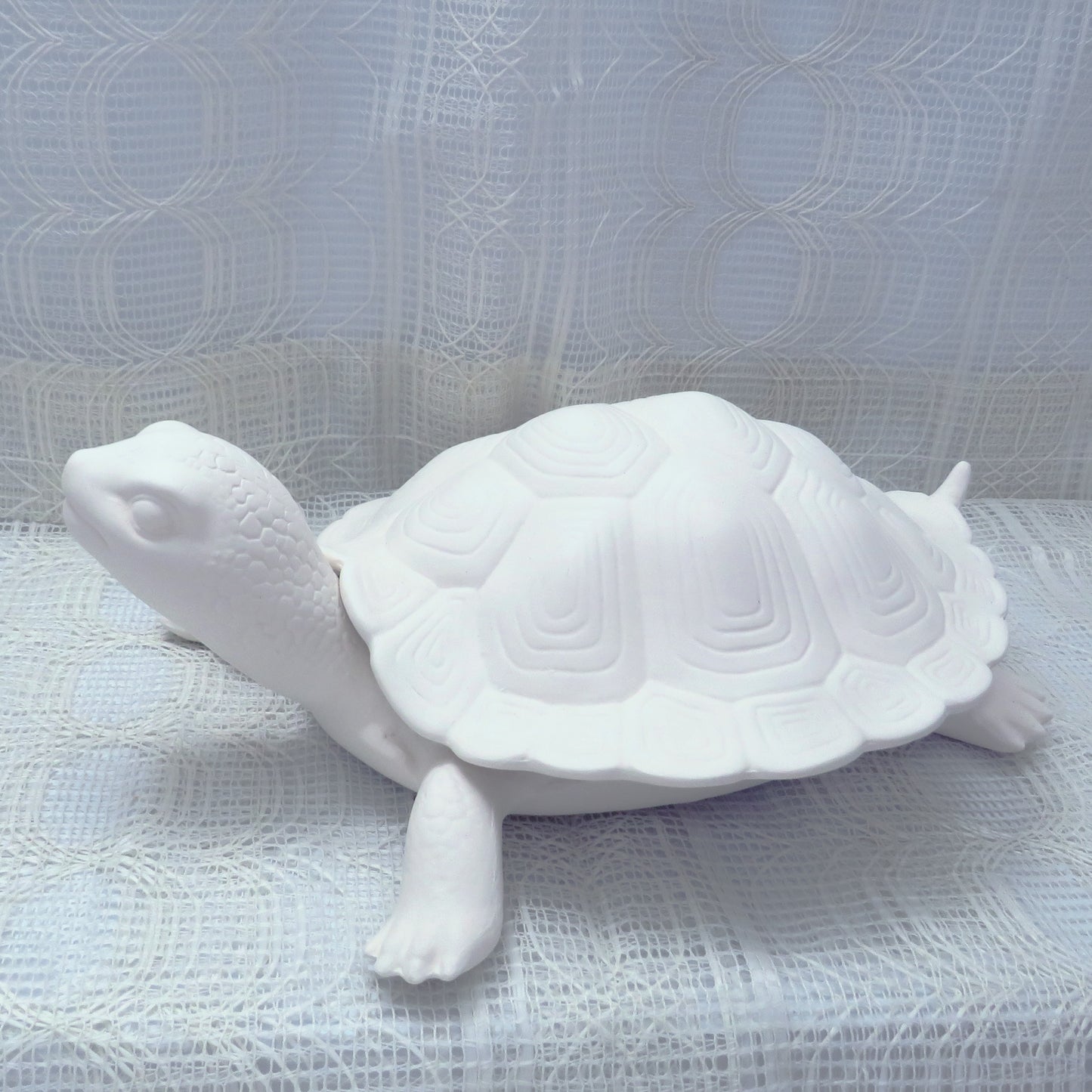 Large Ready to Paint Ceramic Turtle Dish with Lid, Unpainted Ceramic Turtle Figurine