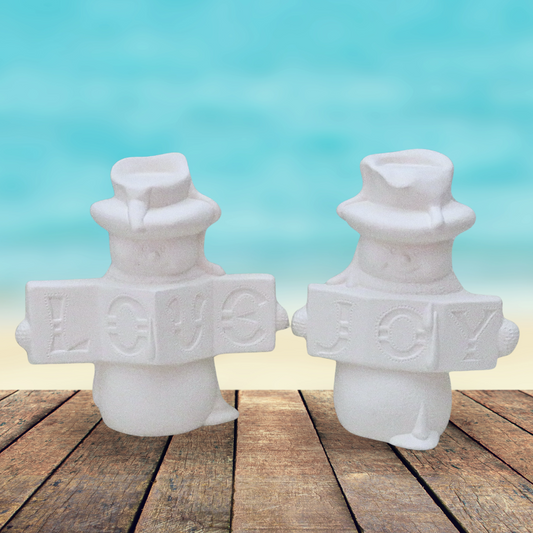 Ready to Paint Ceramic Snowmen Figurines for You to Paint for Holiday Decor, Unpainted Bisqueware Statues, Ceramics to Paint Paint Project