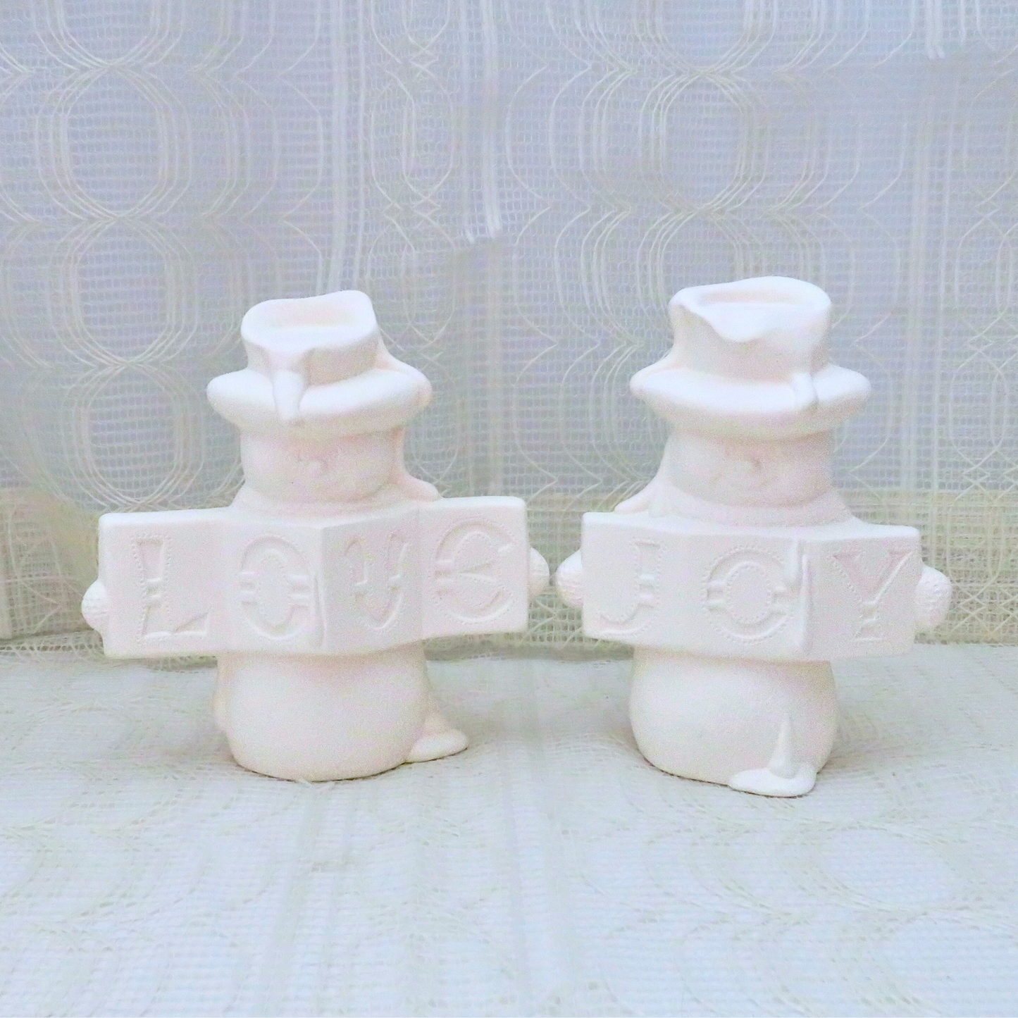Ready to Paint Ceramic Snowmen Figurines for You to Paint for Holiday Decor, Unpainted Bisqueware Statues, Ceramics to Paint Paint Project