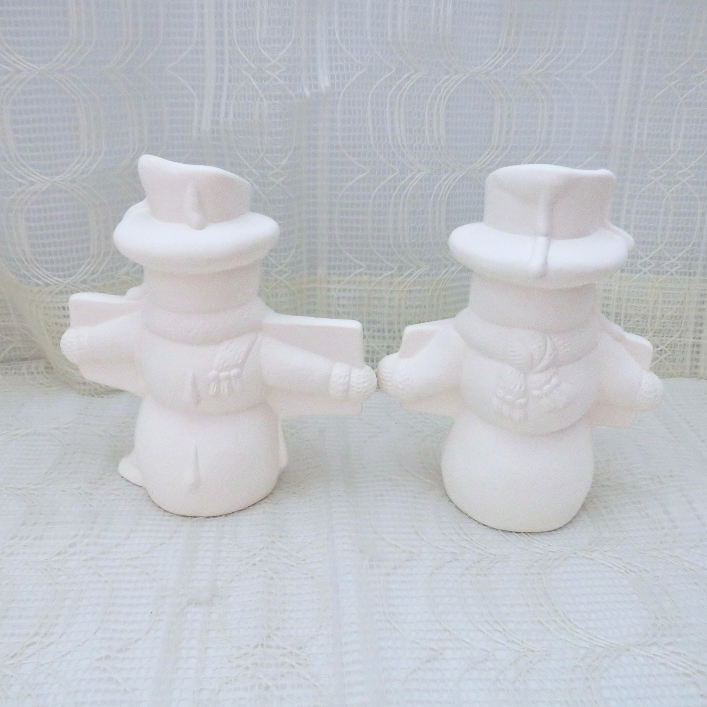 Ready to Paint Ceramic Snowmen Figurines for You to Paint for Holiday Decor, Unpainted Bisqueware Statues, Ceramics to Paint Paint Project