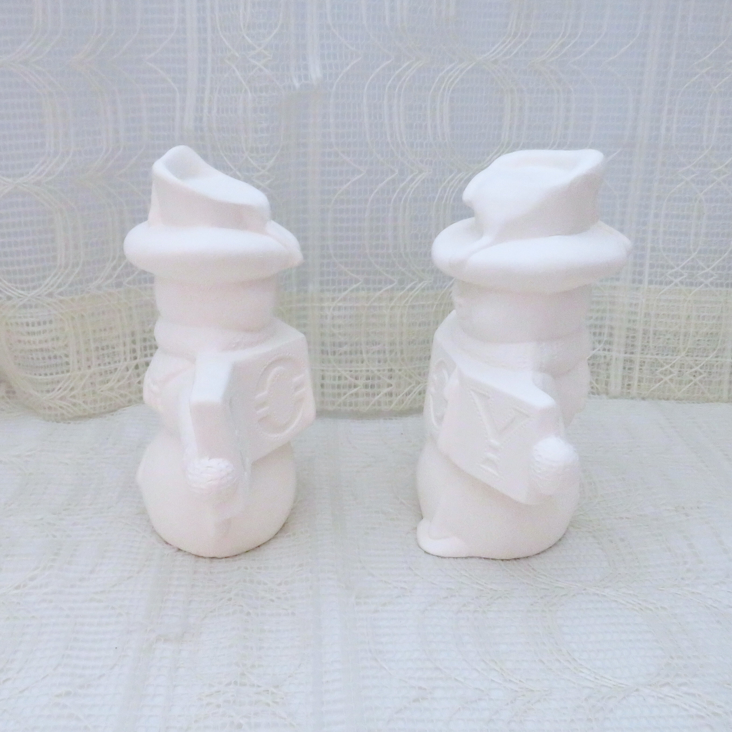 Ready to Paint Ceramic Snowmen Figurines for You to Paint for Holiday Decor, Unpainted Bisqueware Statues, Ceramics to Paint Paint Project