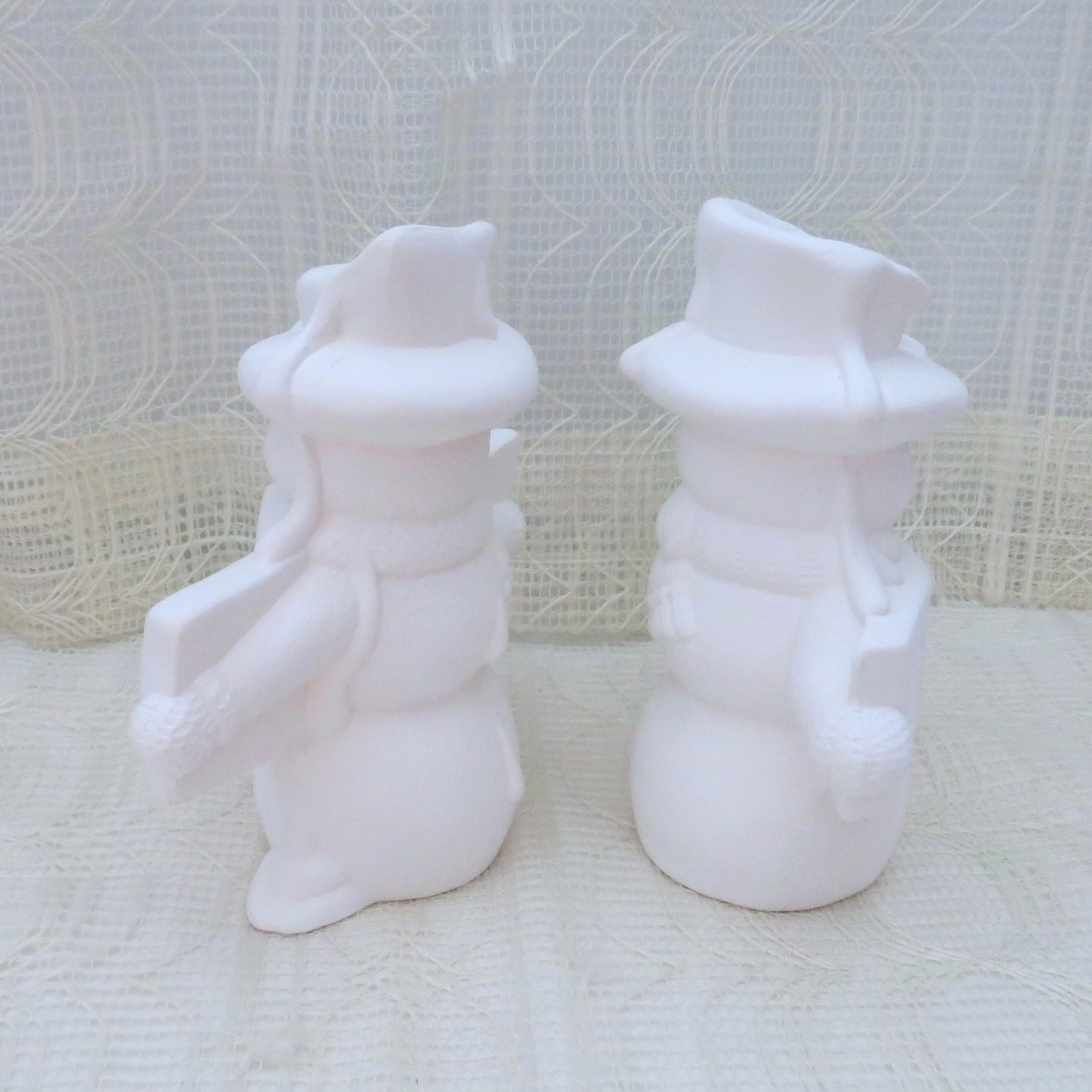 Ready to Paint Ceramic Snowmen Figurines for You to Paint for Holiday Decor, Unpainted Bisqueware Statues, Ceramics to Paint Paint Project