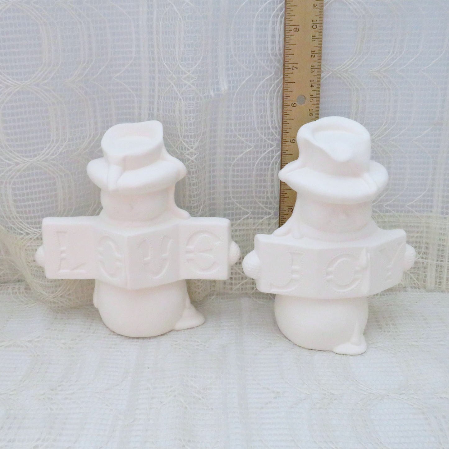 Ready to Paint Ceramic Snowmen Figurines for You to Paint for Holiday Decor, Unpainted Bisqueware Statues, Ceramics to Paint Paint Project