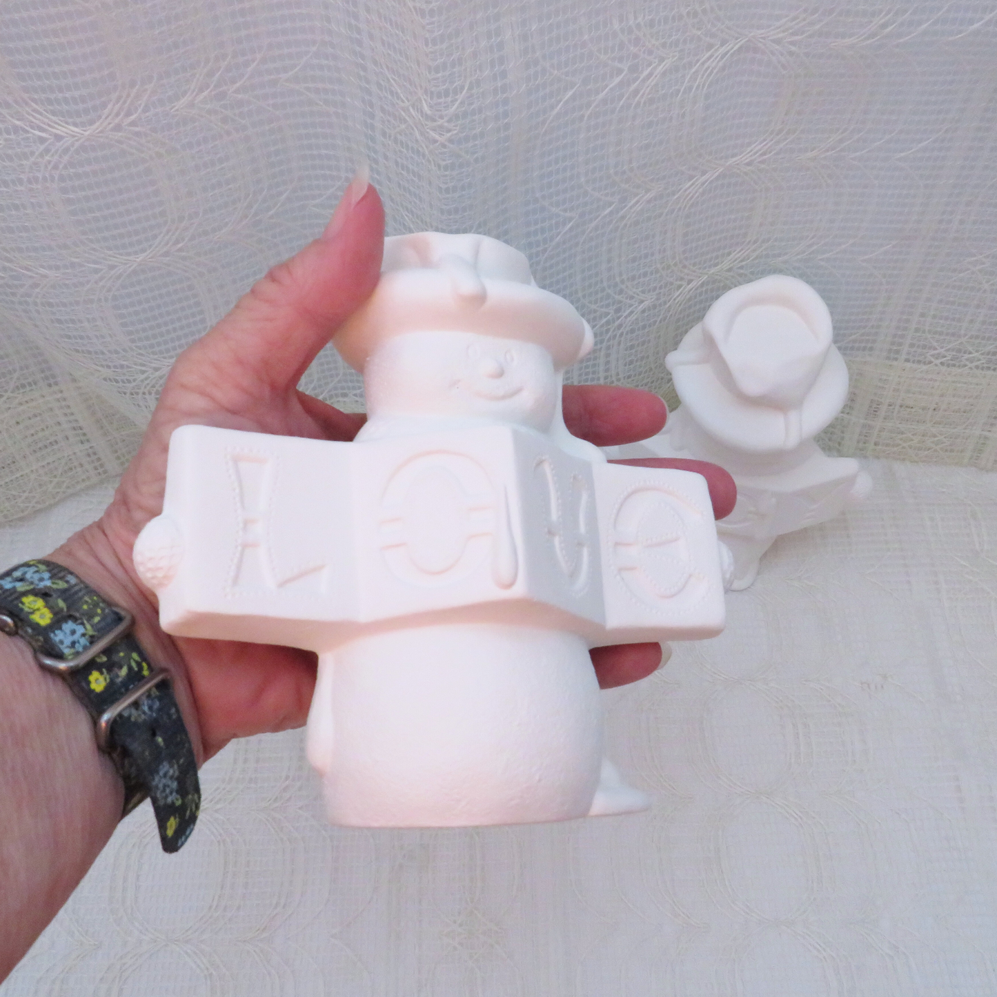 Ready to Paint Ceramic Snowmen Figurines for You to Paint for Holiday Decor, Unpainted Bisqueware Statues, Ceramics to Paint Paint Project