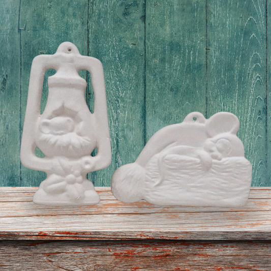 Handmade Unpainted Ceramic Bisque Christmas Tree Ornament, Ready to Paint Ceramic Ornaments