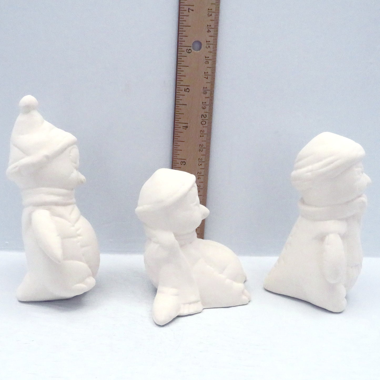 Handmade Ready to Paint Ceramic Winter Penguin Figurines, Penguin Statues, Winter Decor