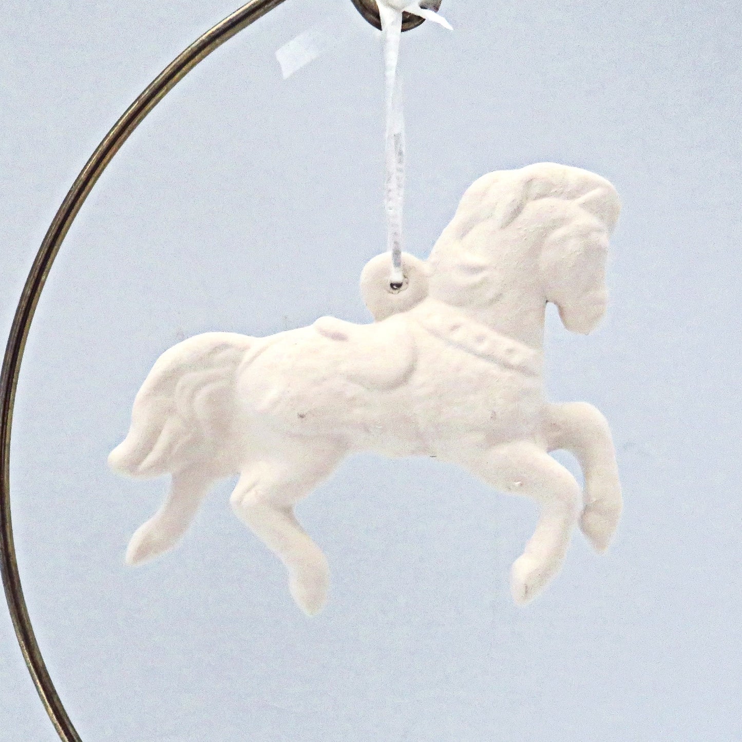 Handmade Paintable Ceramic Prancing Carousel Horse Figurine, Carousel Horse Ornament