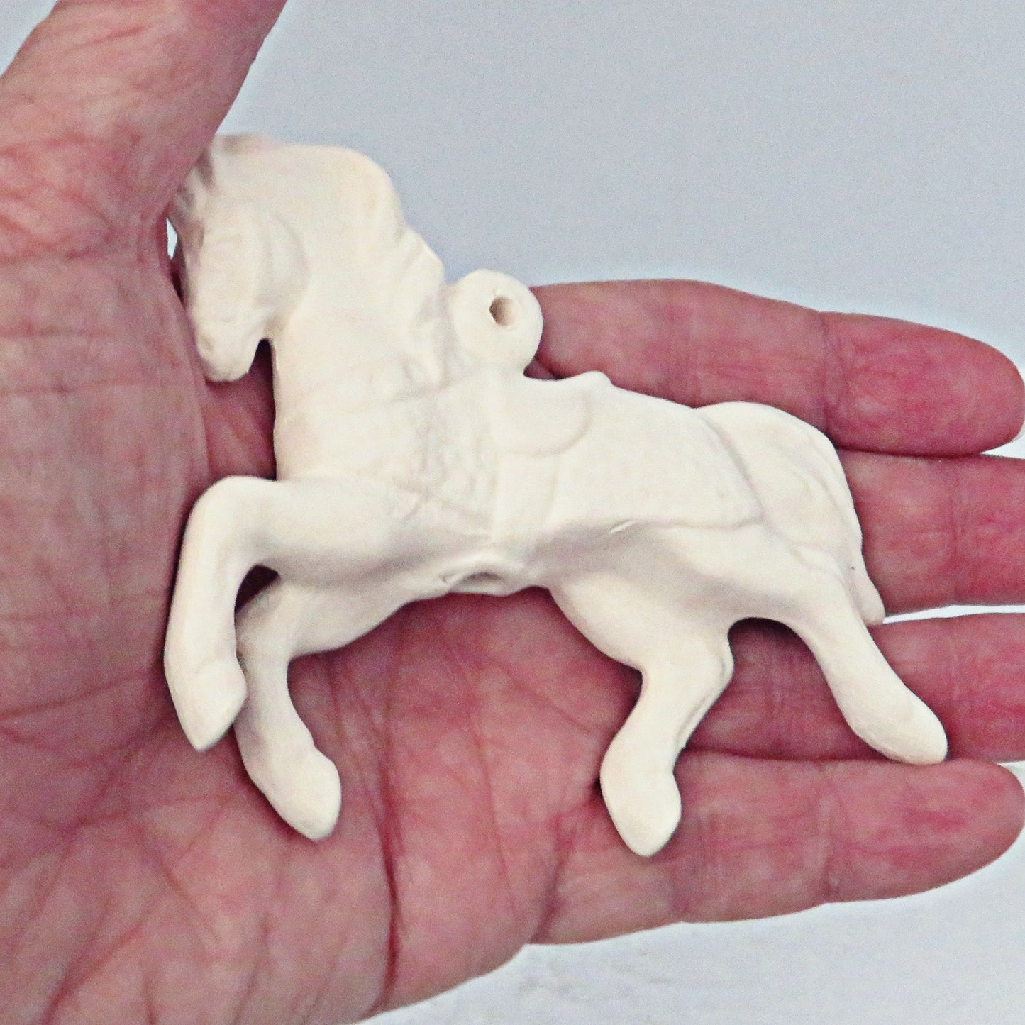 Handmade Paintable Ceramic Prancing Carousel Horse Figurine, Carousel Horse Ornament
