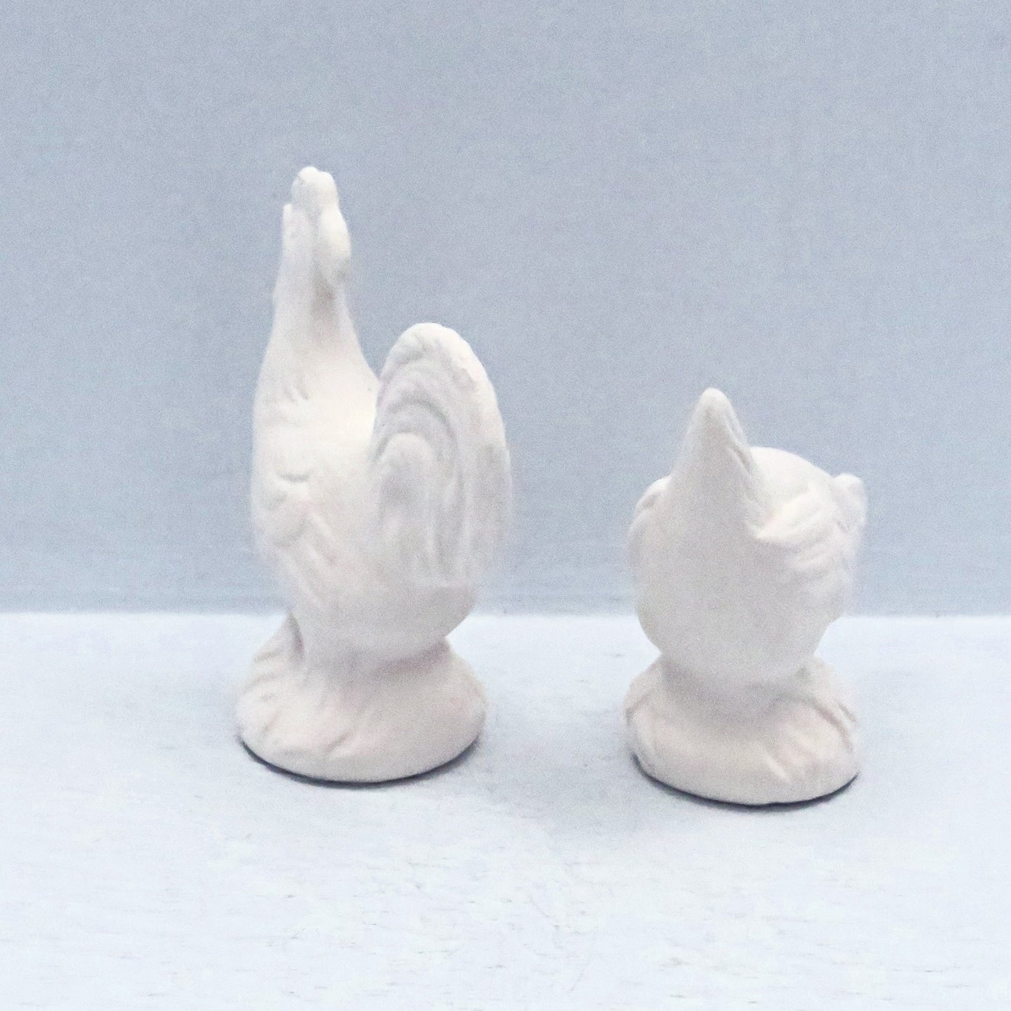 Unpainted Ceramic Rooster and Chicken Figurines, Farmhouse Decor, Bisqueware, Ceramics to Paint, Ready to Paint Ceramic Statues, Paintable Ceramics