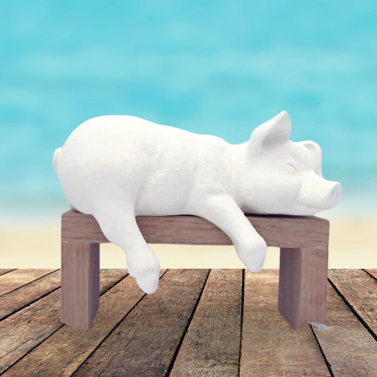 Ready to Paint Ceramic Bisque Shelf Sleeper Pig Figurine, Paintable Ceramic Pig Statue, Ceramics to Paint, Pig Lover Gift, Farm Decor