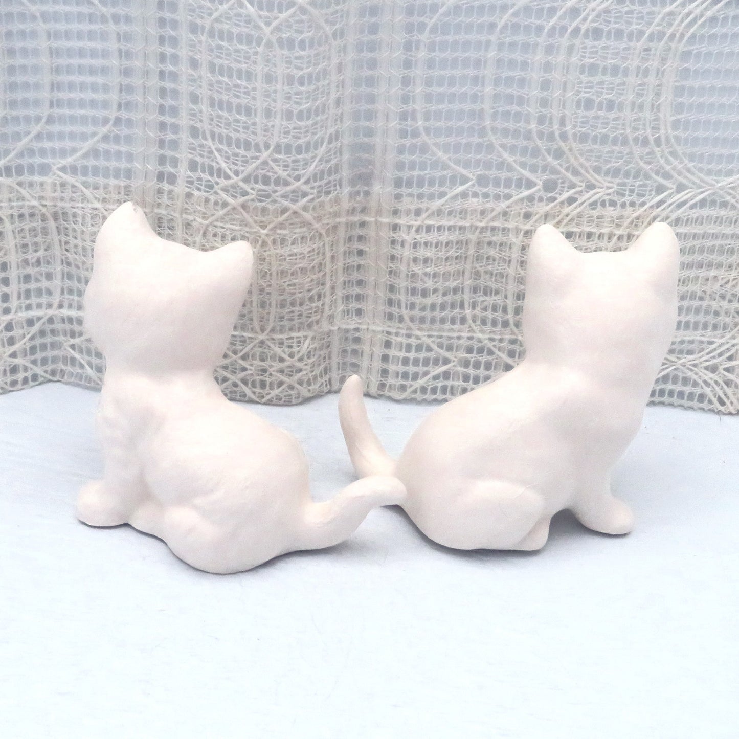 Handmade Ceramic Bisque Cat Figurines, Unpainted Ceramic Cat Statues with Paints And Brushes, Ceramic Cat Art Kit, Paintable Ceramics, Ready to Paint Ceramic Cat Figurines