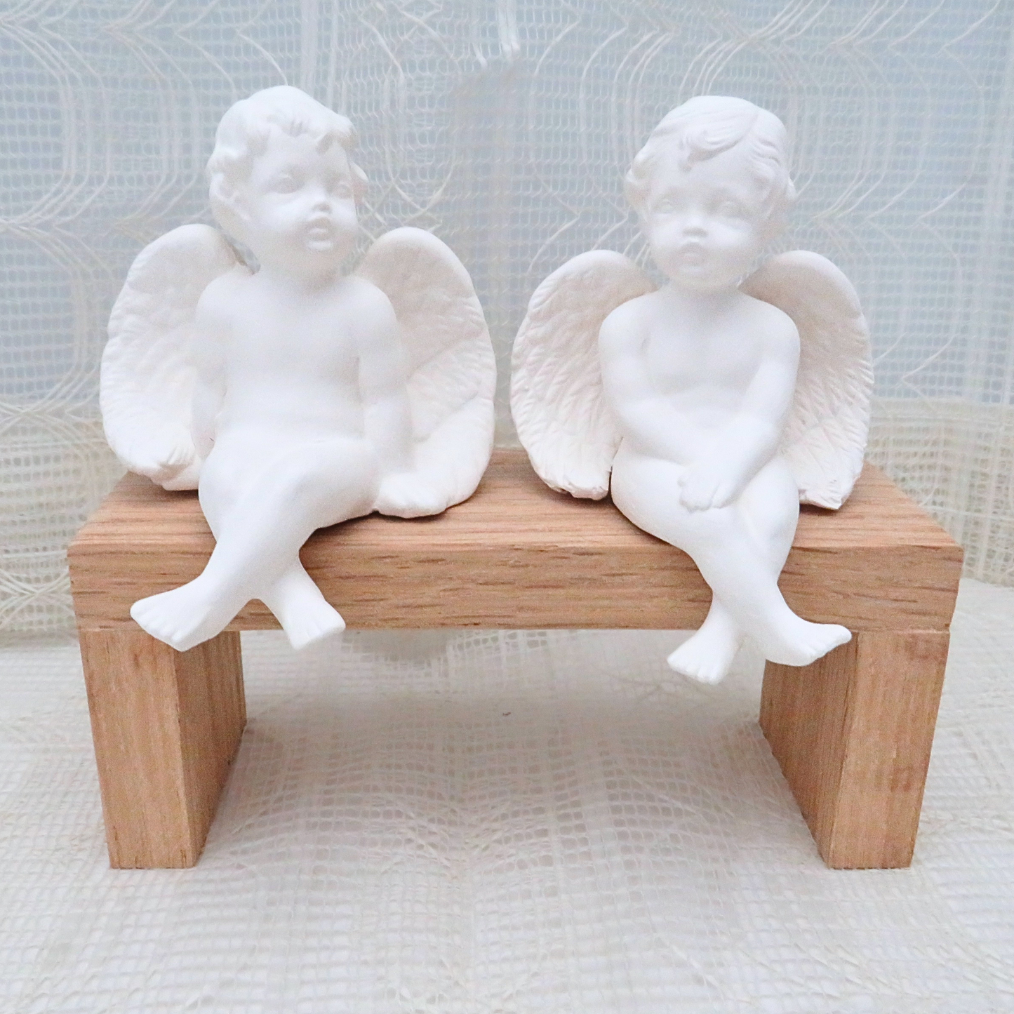 Handmade Ready to Paint Ceramic Bisque Cherub Figurines, Sitting Cherub Statues with Heads Turned, Angel Decor, Angel Gift, Cherub Decor