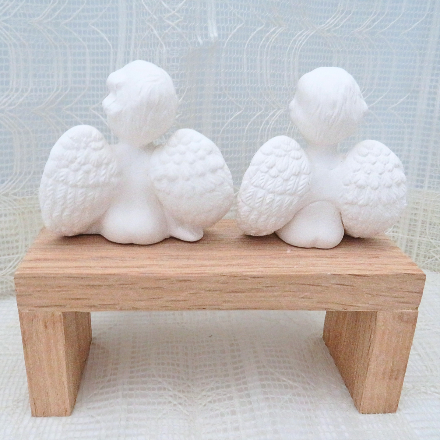 Handmade Ready to Paint Ceramic Bisque Cherub Figurines, Sitting Cherub Statues with Heads Turned, Angel Decor, Angel Gift, Cherub Decor