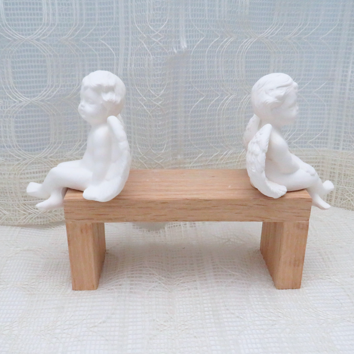 Handmade Ready to Paint Ceramic Bisque Cherub Figurines, Sitting Cherub Statues with Heads Turned, Angel Decor, Angel Gift, Cherub Decor