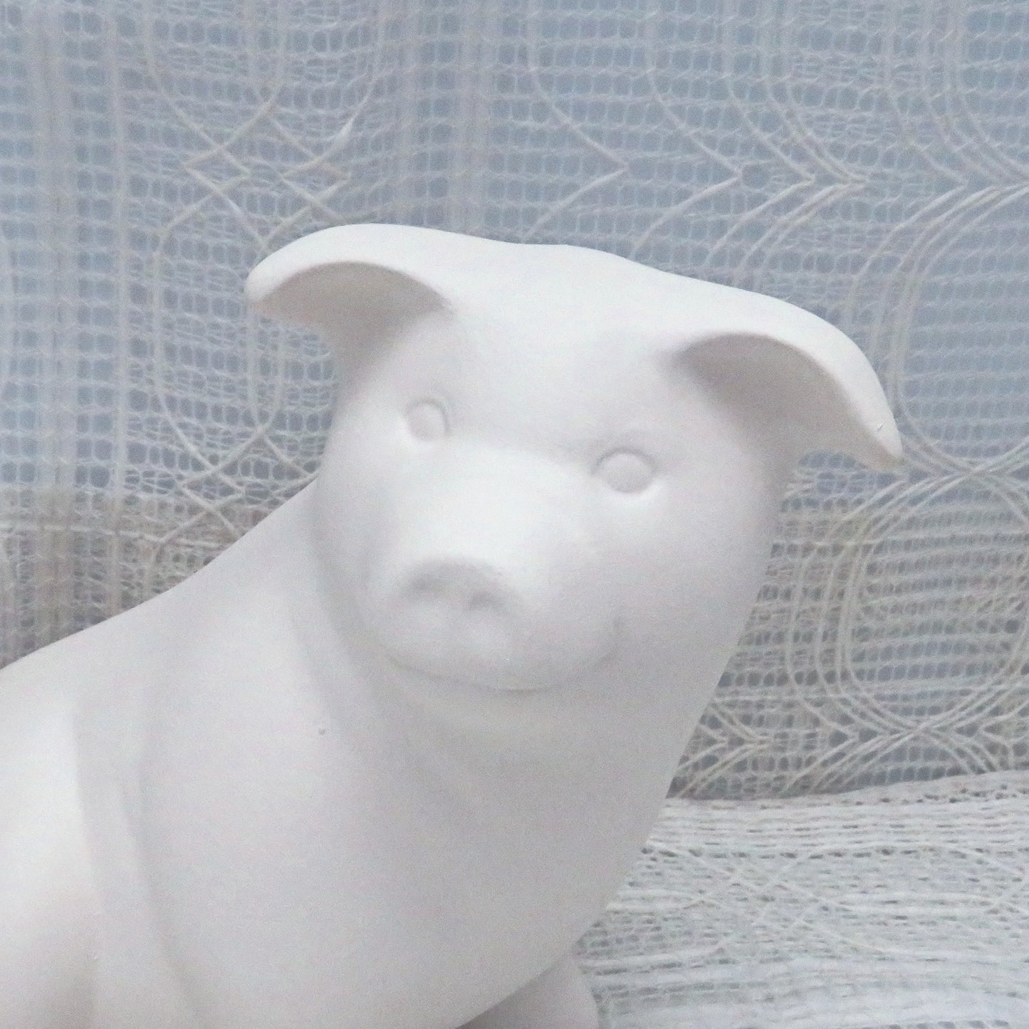 Handmade Ready to Paint Ceramic Pig Figurine, Sitting Pig Statue, Unpainted Ceramic Bisqueware, Paintable Ceramics, Ceramics to Paint