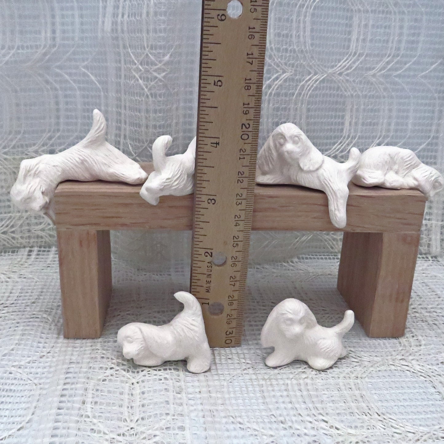 Ready to Paint Set of 6 Ceramic Dog Figurines, Paintable Ceramic Dog Statues, Unpainted Ceramic Dogs