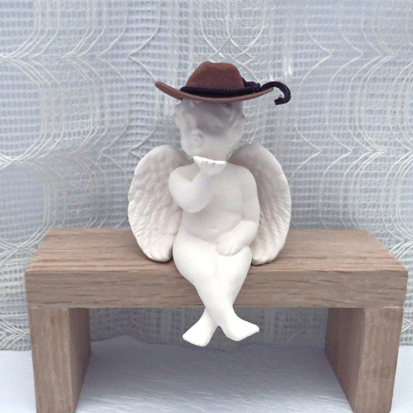 Handmade Ceramic Bisque Cherub Blowing Kiss Figurine, Unpainted Angel Statue, Ceramics to Paint, Paintable Ceramics, Ready to Paint, Angel Lover Gift