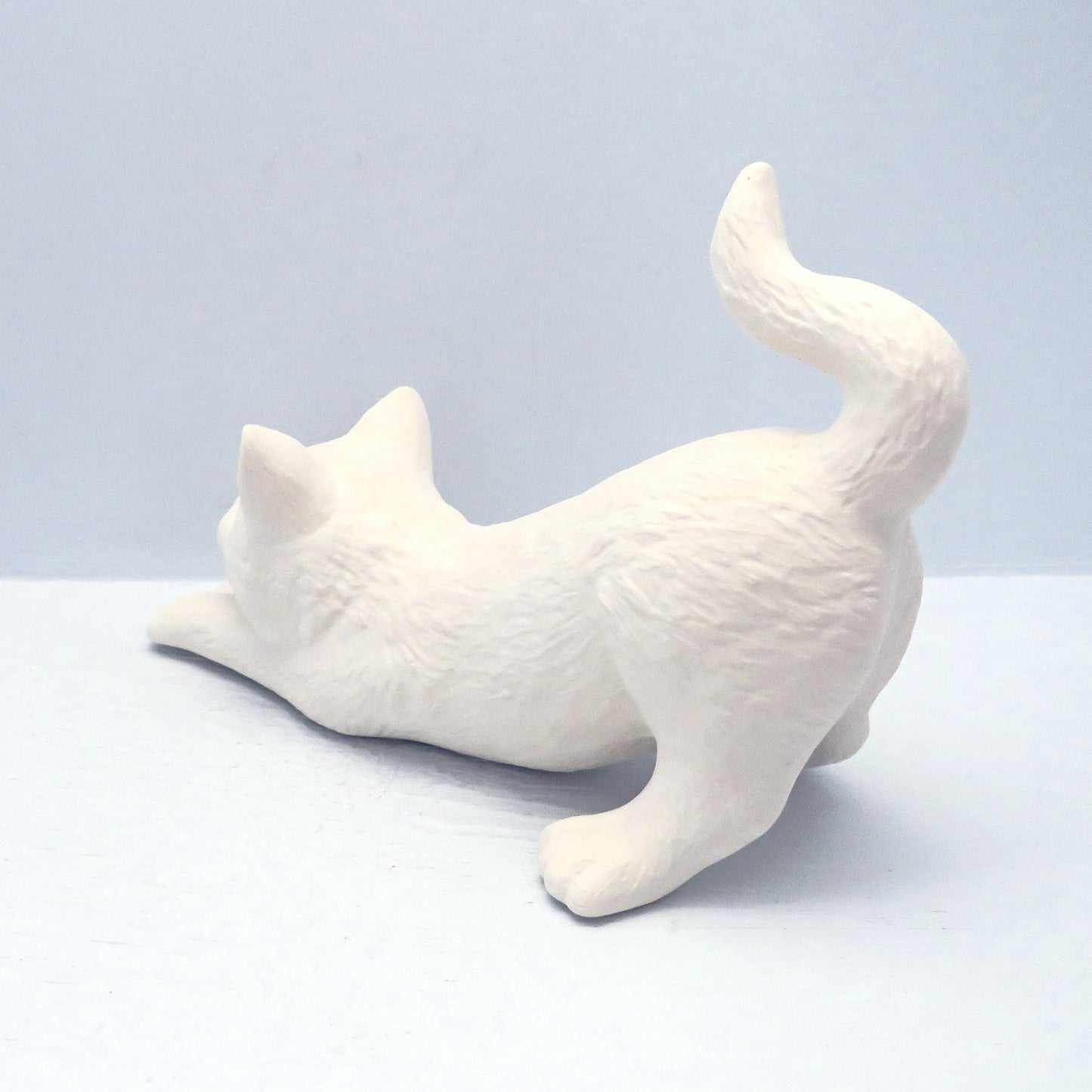 Ready to Paint Ceramic Cat Figurine / Paint it Yourself Stretching Cat Statue / Bisqueware / Paintable Ceramics / Cat Decor / Cat Lover