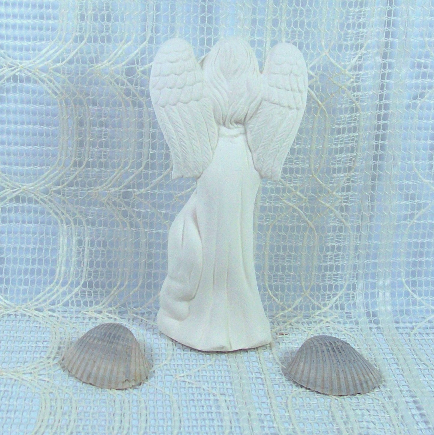 Handmade Unpainted Ceramic Angel Figurine / Angel Statue / Ceramic Bisque / Ceramics to Paint / Paintable Ceramics / Angel Decor/ Angel Gift