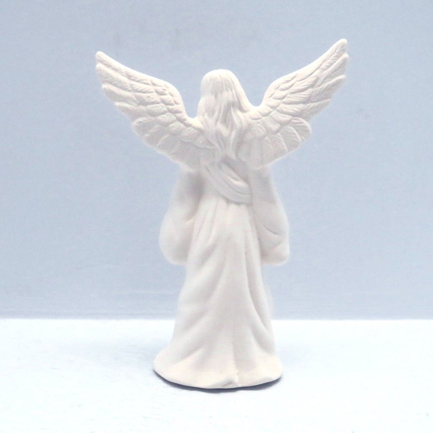 Unpainted Ceramic Bisque Angel Figurine / Angel With Wings Up / Ready to Paint / Ceramics to Paint / Angel Statue / Paintable Ceramics
